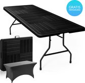 Duerté - Table pliante de Luxe avec jupe de table grise - Idéale comme table de camping - Table de jardin pliable et table pliable - Chargeable jusqu'à 250 KG