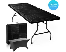 Duerté Luxe Klaptafel Inclusief Grijze Tafelrok - Ideaal als Campingtafel - Opvouwbare Tuintafel & Inklapbare Tafel - Belastbaar tot 250 KG