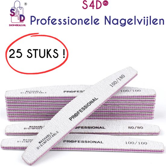 S4D® - Nagelvijlen 100/180 - Nagelvijlen set - Professionele Nagelvijlen 25 STUKS !