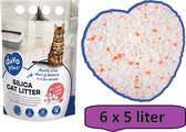Premium silica kattenbakvulling bloemen wit/roze - 6 x 5 liter