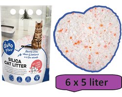 Premium silica kattenbakvulling bloemen wit/roze - 6 x 5 liter