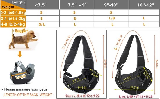PETCUTE Draagtas voor honden, voor kleine honden, draagbaar, handen vrij, hondendraagtas, puppy's, ademend, mesh, transporttas, 9 kg, zwart