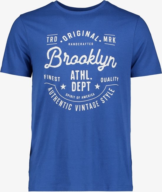 Unsigned heren T-shirt met print kobalt blauw - Maat S