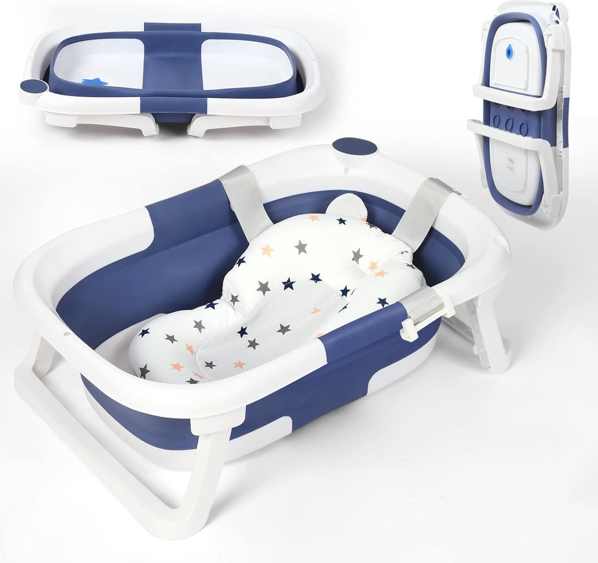 Goedkoopste Opvouwbare babybad, badkuip baby - antislip standaard en draagbaar lichtgewicht badje, incl. badkussen, geschikt voor pasgeborenen en baby's van 0 tot 24 maanden