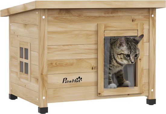 LBB Cat House - Extérieur - Lutch - Cage - Bench - Enclos - 2 étages - durable - Marron