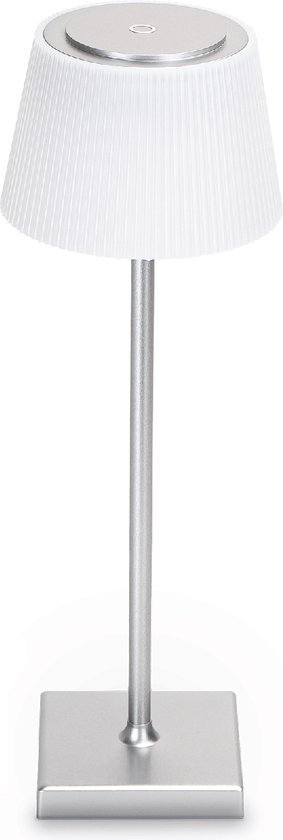 Tafellamp op Oplaadbare Batterijen - Draadloos Bureaulamp - Dimbaar - Aanpasbare Lichtkleur - Touch Bediening - USB - Zilver