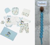 Mickey mouse tas cadeau - Disney Mickey mouse 10-delige baby newborn kledingset jongens - Fopspeenkoord cadeau - Newborn set - Babykleding - Babyshower cadeau - Kraamcadeau