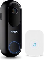 Sonnette vidéo sans fil Finex™ V2 - Avec sonnette intérieure - Alimentation fixe ou piles - WiFi - Mode jour et nuit - Contrôlable par téléphone - Sans abonnement - Sonnette avec caméra