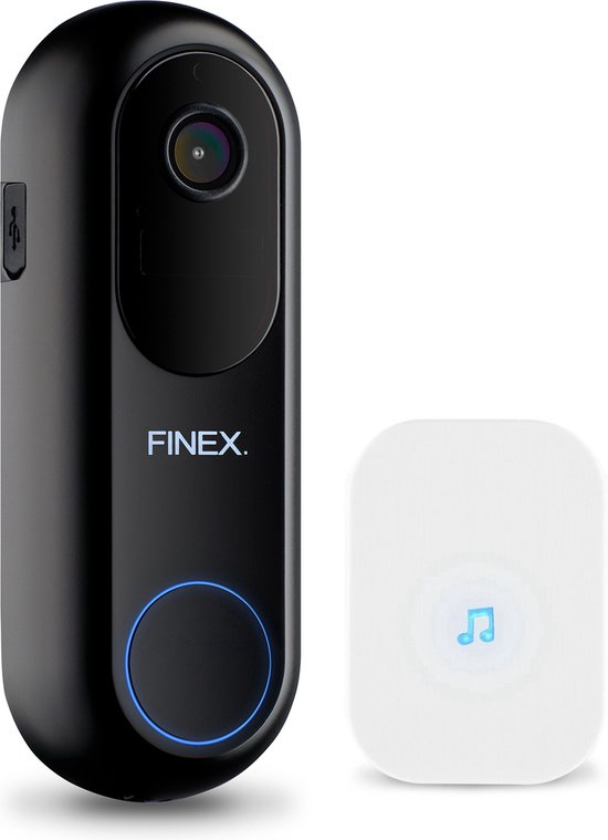 Foto: Finex video deurbel v2 inclusief binnenbel vast stroom of batterijen wifi t ring geluid zonder abonnement video deurbel met camera