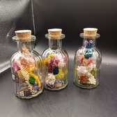 Droogbloemen in 3 leuke ribbelflesjes | fleurig | bloemen | bloemstuk | decoratie | cadeau | vintage | woondecoratie | interieurdecoratie