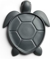 Qualy - Onderzetter "Save Turtle Coaster” W110 × L135 × H19.5 mm 95 gr Onderleggers voor Glazen - Glasonderzetters voor op Tafel - Coasters - Donker Grijs - Material : Recycled PE