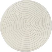 Ronde Vloerkleed Elio Japandi - Moderne laagpolig met hoog-diep-effect zacht abstract 3D-effect Crème-Ø 120 cm