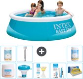 Intex Rond Opblaasbaar Easy Set Zwembad - 183 x 51 cm - Blauw - Inclusief Chloor - Chloordrijver - Testrips - Reparatiesetje - Scrubborstel - PH-waarde - PH-waarde - Thermometer