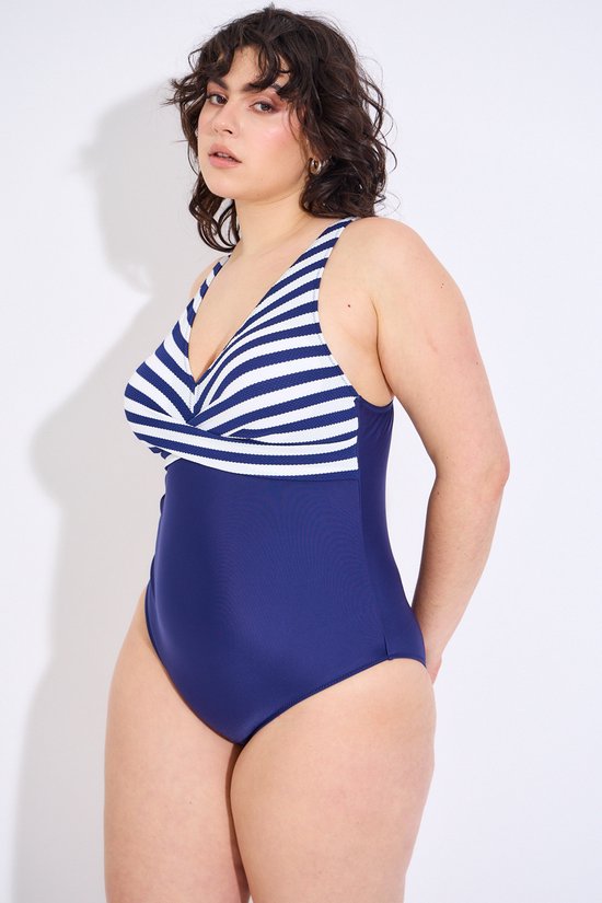 Nieuwe collectie Badpak- Trend Comfort Zwempak Bikini Badkleding Zwemkleding VH3810- Marineblauw- Maat 44