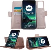 Geschikt voor Motorola Edge 40 Neo - Book Case Hoesje - Uitneembaar Hoesje - Magnetische Sluiting - Portemonnee Rose