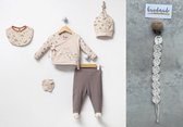 Dino - Baby newborn 5-delige kleding set jongens - Fopspeenkoord cadeau - Newborn kleding set - Newborn set - Babykleding - Babyshower cadeau - Kraamcadeau