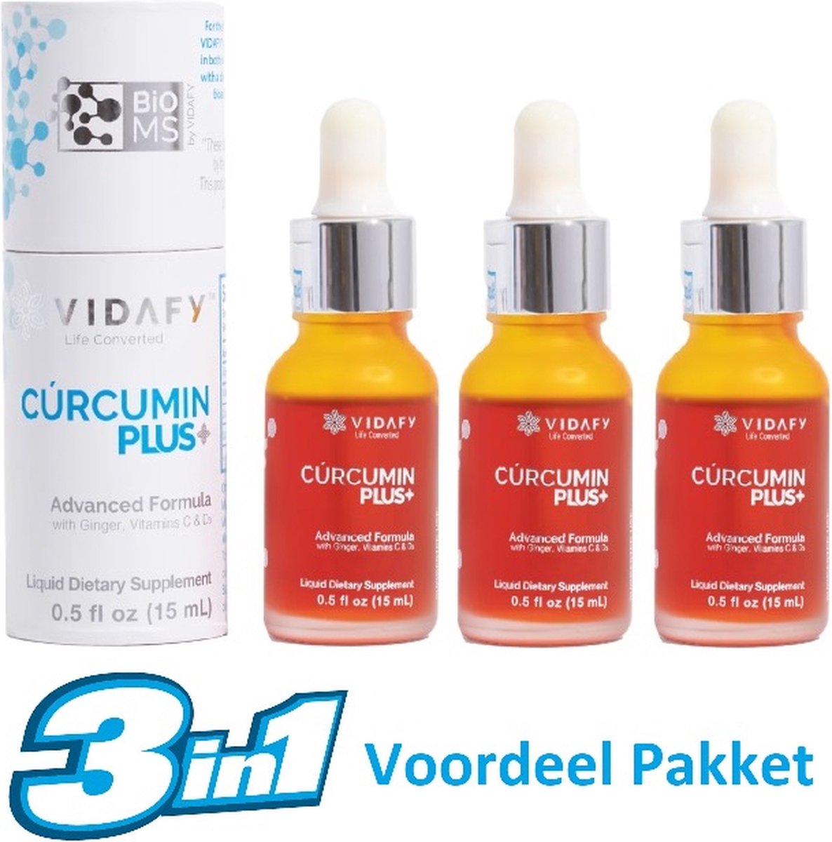 Goedkoopste Curcumin Plus 15ml Vidafy Voordeelpakket 3 in 1