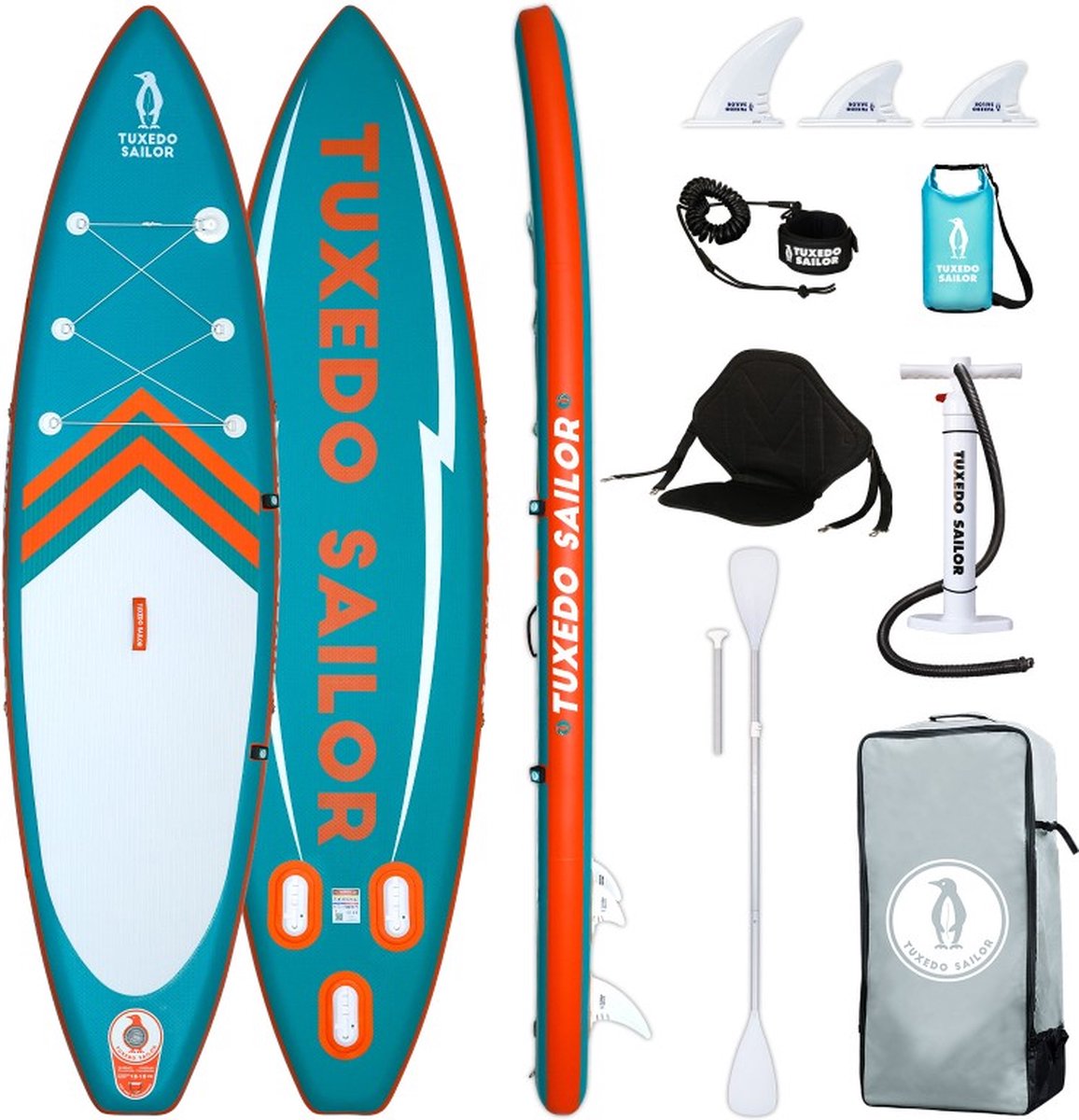 Tuxedo Sailor Sea Green 11′ - All-round SUP board - Inclusief kajakzitje en dry bag - 335x83x15 cm