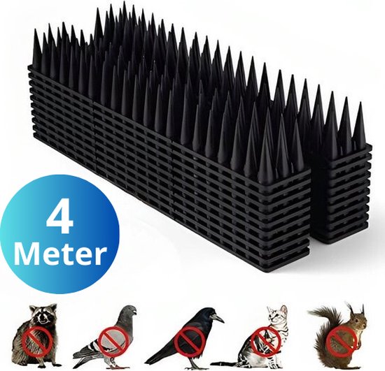 Montzys® Duivenpinnen Set van 12 - Vogelpinnen 4 Meter - Vogelverjager - Antiklimstrips Voor Katten - Duivenverjager / Kattenverjager en Ongedierte Verjager