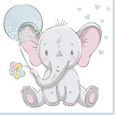 1 Pakje papieren lunch servetten - Baby Elephant with Blue Balloon - Geboorte jongen - Kraamfeest - Geboorte feest - 20 servetten