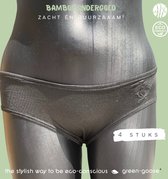 green-goose® Bamboe Dames Slip | 4 Stuks | Zwart, S | Met Gestikt Voetjes Logo | Duurzaam, Ademend en Heerlijk Zacht