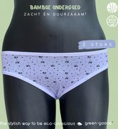 green-goose Bamboe Dames Slip | Set van 2 | Maat S/M | Wit | Met Pootjes Opdruk | Duurzaam, Ademend en Heerlijk Zacht