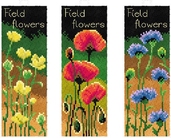 Borduurpakket Orchidea - boekenleggers - WILD FLOWERS - kunststof stramien - 8705
