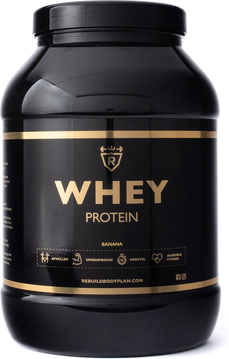 Goedkoopste Rebuild Nutrition Whey Proteine - Banaan smaak - Whey Protein - Proteïne Poeder - Hoogwaardige Eiwitpoeder - 40 eiwitshakes - 1000 gram