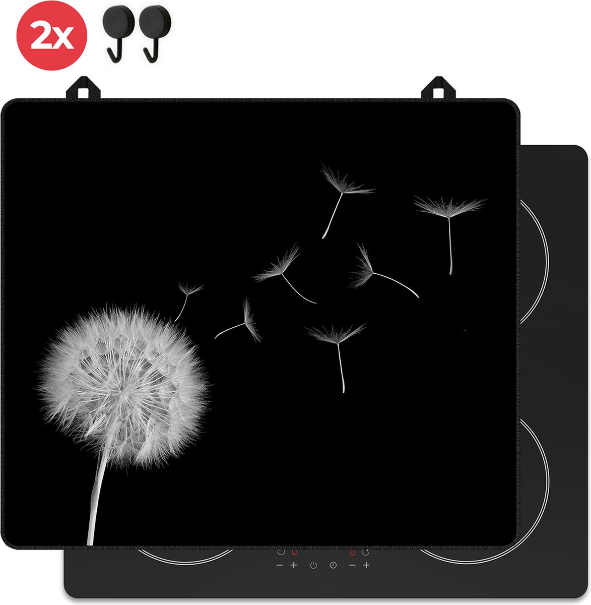 KitchyMist Inductie Beschermer 60x52 cm - Paardenbloem Pluisjes - Kookplaat Beschermer - Afdekplaat voor Kookplaat - Inductie Mat - Spatscherm Achterwand Keuken