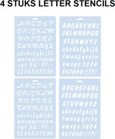 4x Stencil Letter / Alfabet Template - Mal voor tekenen - Hobby