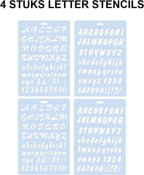 Foto: 4x stencil letter alfabet template mal voor tekenen hobby set van 4 stencil letters alfabet template tekenen en hobby gemakkelijk te gebruiken zowel kinderen als volwassenen