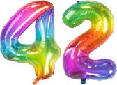 De Ballonnenkoning - Folieballon Cijfer 42 Yummy Gummy Rainbow - 86 cm