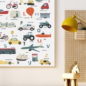 Voertuigen Alfabet Poster voor Kinderkamer - Auto Alfabet poster Nederlands 40x60 cm - Kinderkamer Decoratie