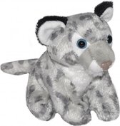 knuffel sneeuwluipaard junior 13 cm pluche grijs