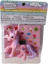 eenhoorn Pocket Unicorn meisjes 7 cm roze/hartje 2-delig