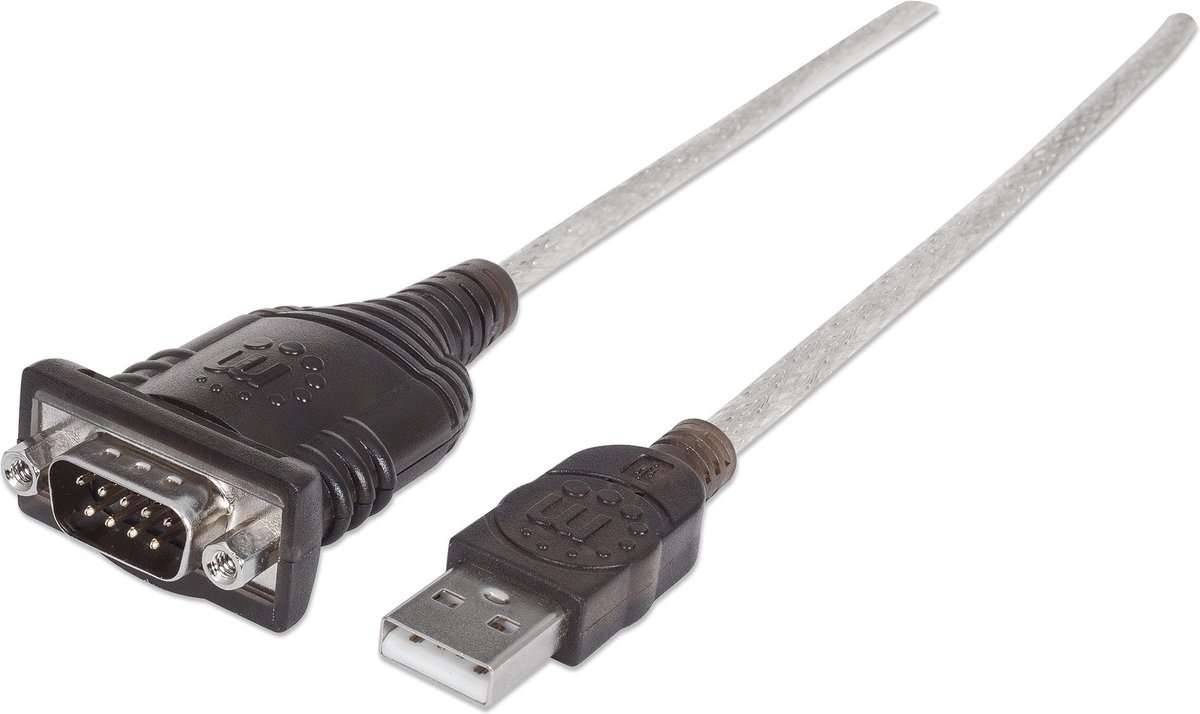 Manhattan USB 1.1 Adapter – 1x USB 1.1 stekker A – 1x D-sub stekker 9-polig – 1.80 m – Vergulde steekcontacten