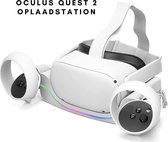 MOONIE'S® Oculus Quest 2 Oplaadstation | Charging station | Met Touch Controller Holder | USB C | Headset Display | Oplader | Link Kabel | VR Bril | VR Accessoires | Wit