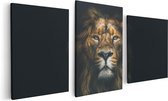 Artaza Canvas Schilderij Drieluik Leeuw - Leeuwenkop - Kleur - 120x60 - Foto Op Canvas - Canvas Print