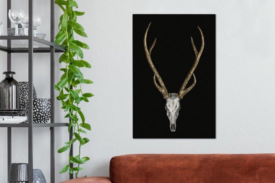 Peinture sur toile Deer - Antlers - Or - 40x60 cm - Décoration murale