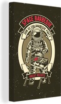 Canvas Schilderij Vintage - Astronaut - BBQ - 60x90 cm - Wanddecoratie - Vaderdag cadeau - Geschenk - Cadeautje voor hem - Tip - Mannen