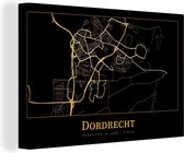 Canvas Schilderij Kaart - Dordrecht - Luxe - Goud - Zwart - 120x80 cm - Wanddecoratie