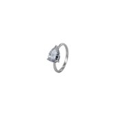 Silventi 9SIL-21461 Zilveren Ring - Dames - Zirkonia - Druppel - 11 x 7 mm - Maat 52 - Rhodium - Zilver