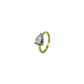 Silventi 9SIL-21463 Zilveren Ring - Dames - Zirkonia - Druppel - 11 x 7 mm - Maat 52 - Zilver - Gold Plated (Verguld/Goud op Zilver)