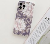 Voor iPhone 12 Pro Frosted Flowers Pattern IMD TPU Case (grijs)