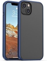 Skin Feel Frosted PC + TPU schokbestendig hoesje met kleurknop voor iPhone 13 (blauw)