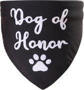 Honden bandana zwart met in wit Dog of Honor - hond - bandana - trouwen - huwelijk