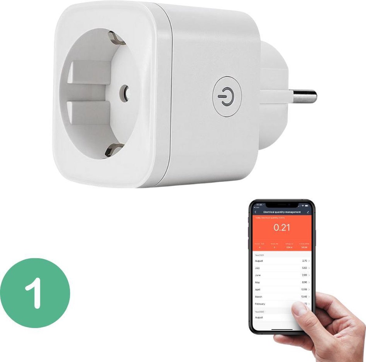 BELIFE® Smart Plug - 1 stuk - Slimme Stekker met ENERGIEMETER - Google Home & Amazon Alexa Compatible - Smart Home