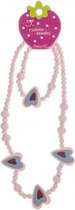 Kralenketting met armband roze 23,5 cm