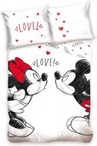 dekbedovertrek Mickey & Minnie 140 x 200 cm katoen