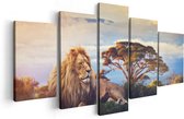 Artaza Canvas Schilderij Vijfluik Leeuw Tijdens Zonsondergang - 100x50 - Foto Op Canvas - Canvas Print